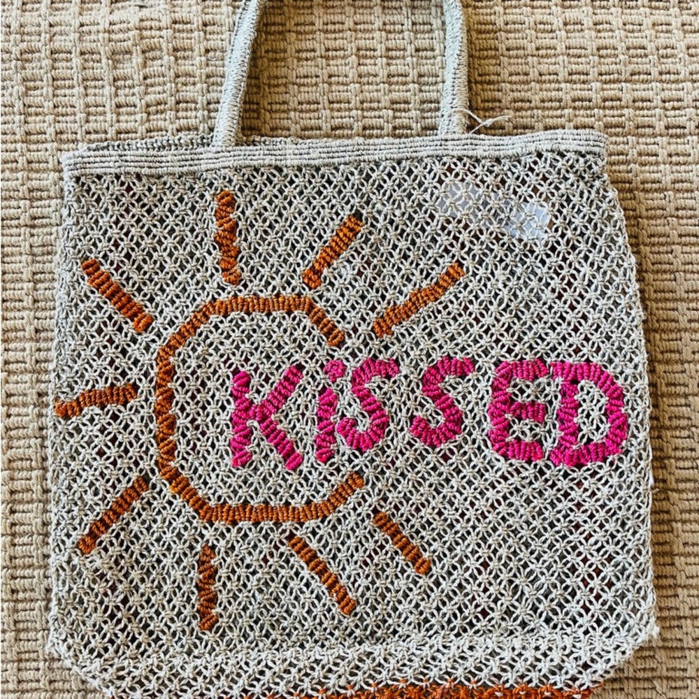 Sun-Kissed Woven Tote - Pink and Orange Beach Tote